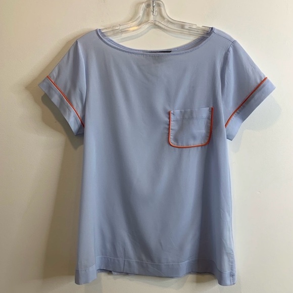 French Connection Tops - French Connection Blue Tee with Tangerine Accents